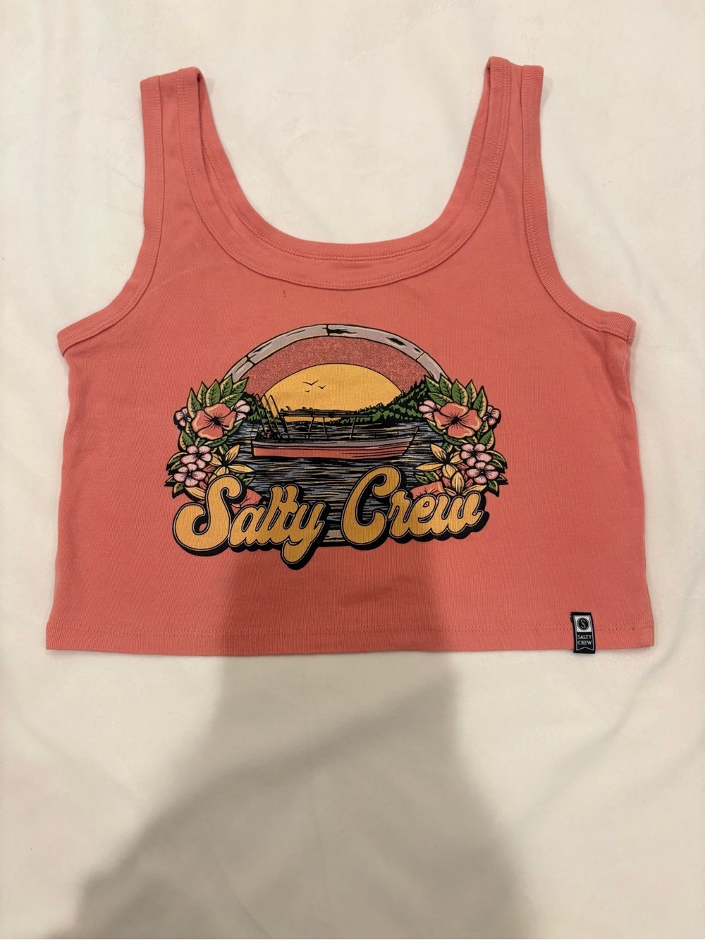 Medium Cropped SALTY CREW ON VACATION Tanktop-Blush/Coral